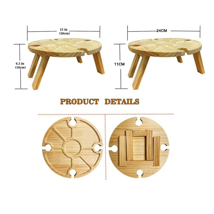 wooden-folding-picnic-table-with-wine-glass-holder-portable-2-in-1-wine-glass-rack-amp-compartmental-dish