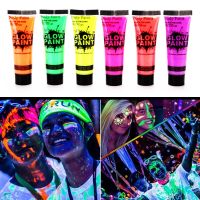 6 Colors Fluorescent Body Paint Pigments Uv Light Washable Luminescent Pigments for Face and Body Paint In Dark Body Paint Art