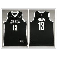 【2 แบบ】เสื้อกีฬาบาสเก็ตบอลสกรีนลายโลโก้ Nba Brooklyn Nets 13# Harden 75Th สีดํา