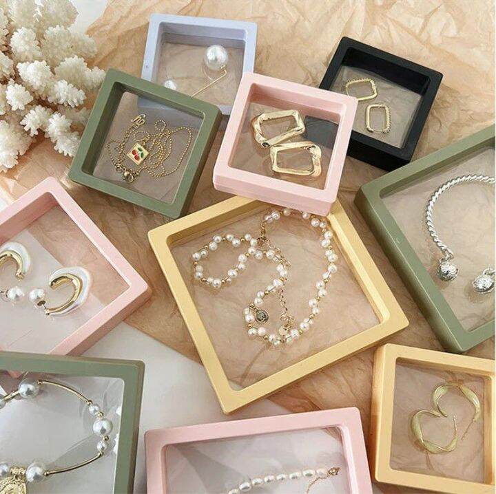 3D Clear Floating Coin Display Frame Holder Box Case Floating Jewelry