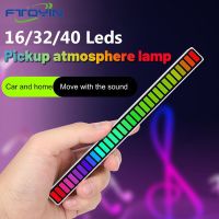 [Qingxin fabrics] FTOYIN เสียงดนตรี RGB แถบแสง16/32/40 Beads ควบคุมจังหวะการรับโคมไฟสร้างบรรยากาศโดยรอบแถบไฟ LED ไฟสำหรับบ้านตอนกลางคืน