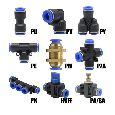 Pneumatic fittings PY/PU/PV/PE water pipes and pipe connectors direct thrust 4 to 16mm/ PK plastic hose quick couplings Pipe Fittings Accessories