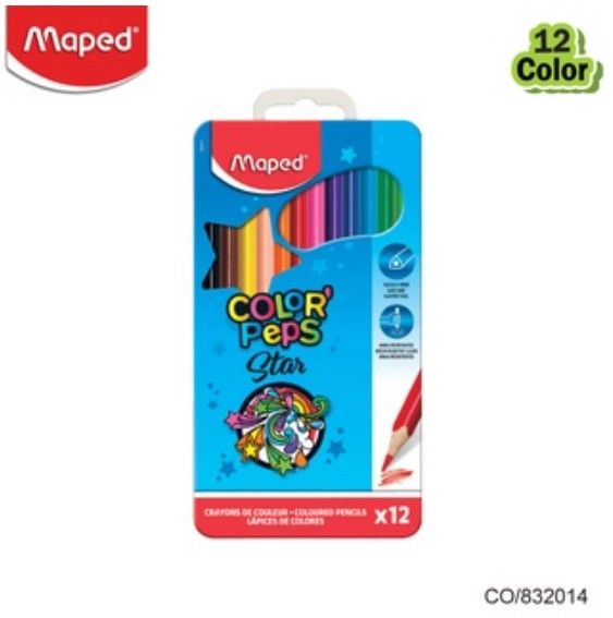 สีไม้-12-สี-กล่องเหล็ก-ดินสอสี-ดินสอสีไม้-maped-มาเพ็ด-จำนวน-1-กล่อง