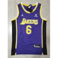 ยอดนิยม เสื้อกีฬาแขนสั้น ลายทีม NBA jersey Los Angeles Lakers 6 2022 สไตล์คลาสสิก เสื้อกีฬาบาสเก็ตบอล JAMES FDckan82BLpjla21 สีม่วง สีดํา