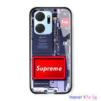 เคสโทรศัพท์ Hontinga สำหรับ Honor X7A 5G เคสแฟชั่นสุดเจ๋งเคสโทรศัพท์สำหรับเด็กชายกระจกเทมเปอร์ป้ายโลโก้แนวป๊อปเคสกันกระแทกสำหรับผู้ชาย