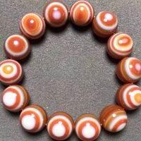 ผ้าไหมธรรมชาติห่อสร้อยข้อมืออาเกต Sky Eye Red Grain Agate Chalcedony สร้อยข้อมือ16Mm