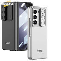 KISSCASE เคสโทรศัพท์พีซีแบบแข็งกดแบบบางเนื้อด้านหรูหราสำหรับ Samsung Galaxy Z พับ5 Fold5 5กรัมเคสพร้อมฟิล์มแก้วหน้าจอด้านหน้า