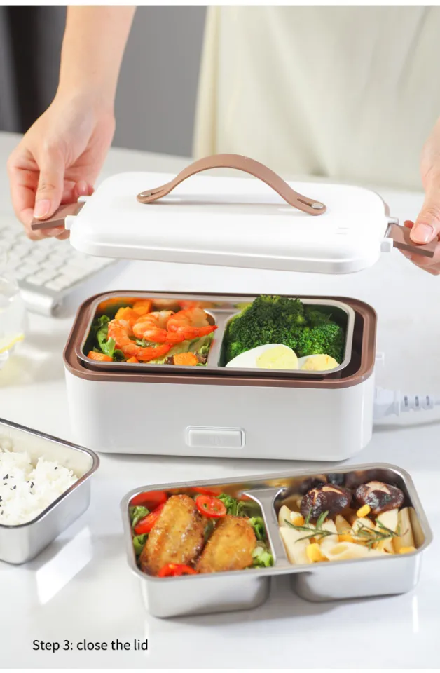 Electric Heating Lunch Box Stainless Steel Food Heater Container 300W 110V