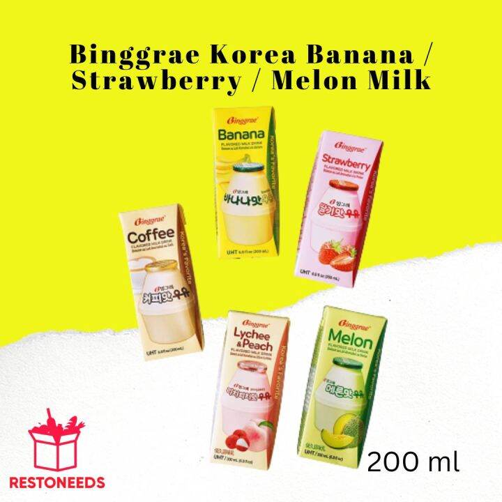 Binggrae Korea Banana / Strawberry / Melon / Lychee & Peach Flavored ...