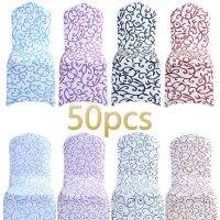 50PCS Polyester Universal Stretch Spandex Chair Cover Fashion Flower Printed chair cover Wedding Party Hotel Supply Decoration Sofa Covers  Slips