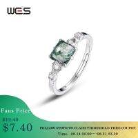 【lz】✆卐☸  WES-925 Sterling Silver Moss Ágata Anéis para Mulheres 100  Natural Casais da Moda Moda Elegante Presentes de Aniversário 5x5mm