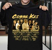 Cobra Kai 2018 2021 03ฤดู30ลายเซ็นคอกลมแขนลำลองขาสั้นพิมพ์ลายแฟชั่นผ้าฝ้าย100%