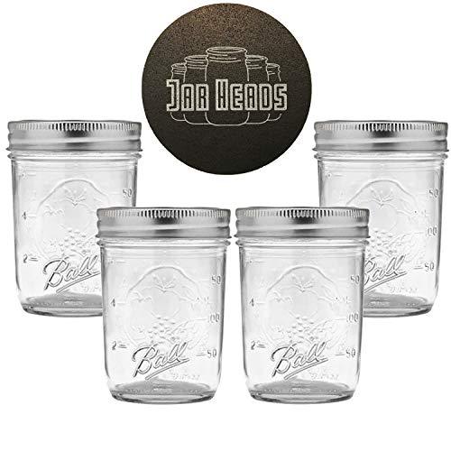 Ball Mason Jars 16 oz Bundle with Non Slip Jar Opener Set of 6 - 16 Ounce