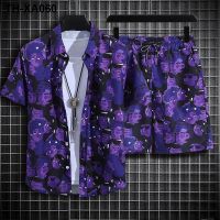 Hawaiian flower mens summer loose beach suit Hainan Sanya travel short-sleeved set