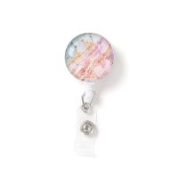 Marbling Retractable Badge Reel Pretty Marble Crack Badge Holder อุปกรณ์เสริม ID Word Card Access Holder คลิปอุปกรณ์ธุรกิจ