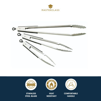 MasterClass Deluxe Stainless Steel Easy Grip Food Tongs ที่คีบสแตนเลส
