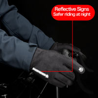 Winter Gloves For Men Windproof Warm Thick Business Mens Gloves Skin-friendly Touch Screen Gloves Night Riding Reflective Sign