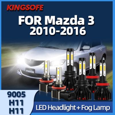 Roadsun 2/6Pcs LED Headlight 9005 H11 High Low Beam Fog Lamp 6000K Car Light Fit For Mazda 3 2010 2011 2012 2013 2014 2015 2016 Bulbs  LEDs  HIDs