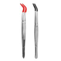 Hot 2 PCS Tweezers Curved Bent Rubber Tip Tweezers Stainless Steel Crafts Tweezers For Lab Jewelry Making