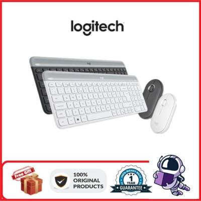 ♧☋ Logitech MK470 wireless mute keyboard and mouse set pebble modeling mouse keyboard set portable business