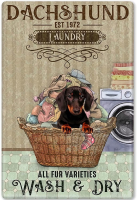 Dachshund แกนห้องซักรีดป้ายดีบุก: เหมาะสำหรับบาร์,คลับ,ห้องน้ำ,ห้องนอน,คาเฟ่,ร้านอาหารบ้านตกแต่งผนัง,8x12นิ้ว,เหมาะเป็นของขวัญ