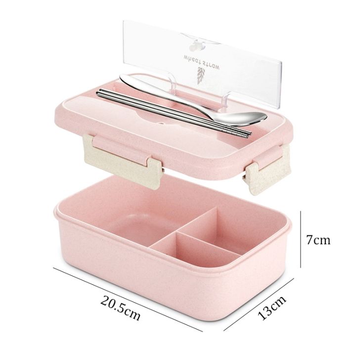microwave-food-storage-lunch-box-container-with-spoon-chopsticks-wheat-straw-dinnerware-children-kids-school-office-bento-box