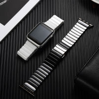 Box +Ceramic Strap for apple watch band 44mm 40mm 4238mm Butterfly buckle watchband link bracelet apple watch serie 5 4 3 Se 6