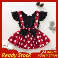 【hot sale】 ℗ C10 Baju Baby Girl Dress Minnie Mouse Dress Baby Girl Clothing Set Baju Kanak2 Perempuan Toddler Baby Shirt Top and Polka dot Suspender Skirt Set