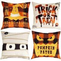 Halloween Pillow Covers Happy Halloween Pillow Cases Decorations Square Cotton Linen Sofa Bed Cushion