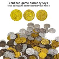 【cw】100pcs Pirates Gold Coins Plastic Gold Coins Props Game Accessary Funny Playing Toys For Kids Children Golden Silver Bronze Coin