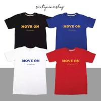 S-5XLพร้อมส่ง เสื้อยืดแขนสั้นพิมพ์ลายตัวหนังสือ สไตล์มินิมอล "MOVE ON" S-5XL