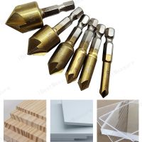 6 Pcs Countersink เจาะชุดบิต1/439;39; Hex Shank Hss 5ขลุ่ย Countersink 90องศาไม้ Chamfering Cutter Chamfer 6Mm-19Mm