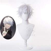 30Cm Anime Jujutsu Kaisen Gojo Satoru Release State Wig Cosplay Wigs Playing Powder Short Silver White Hair Halloween 1:1 Wigs