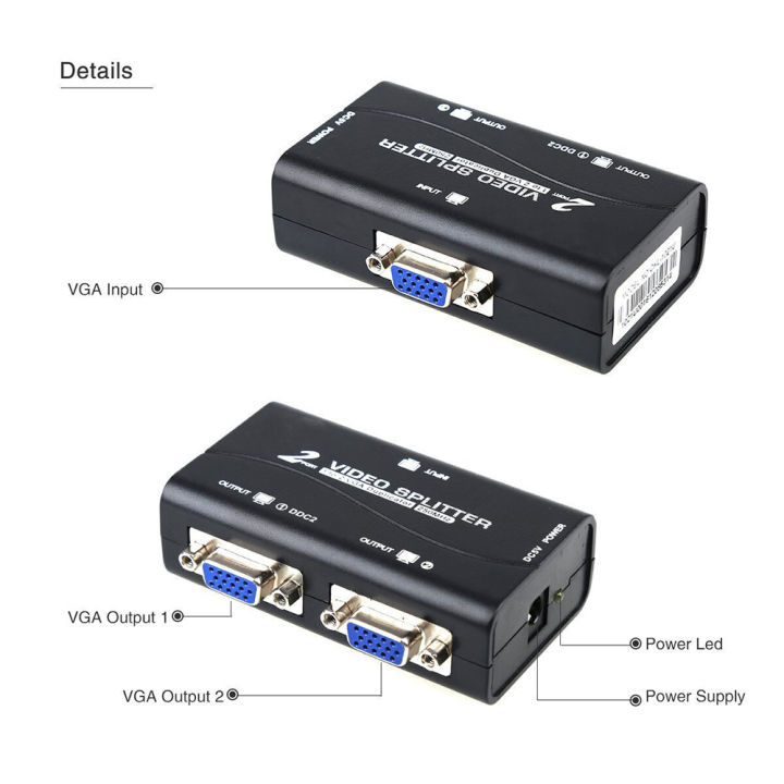 qiannong-2-พอร์ต-แยกหน้าจอ-พร้อมสาย-usb-1-ถึง-2-ตัวแยกวิดีโอ-ตัวแยกสัญญาณ-vga-อะแดปเตอร์-ผู้ทำซ้ำ