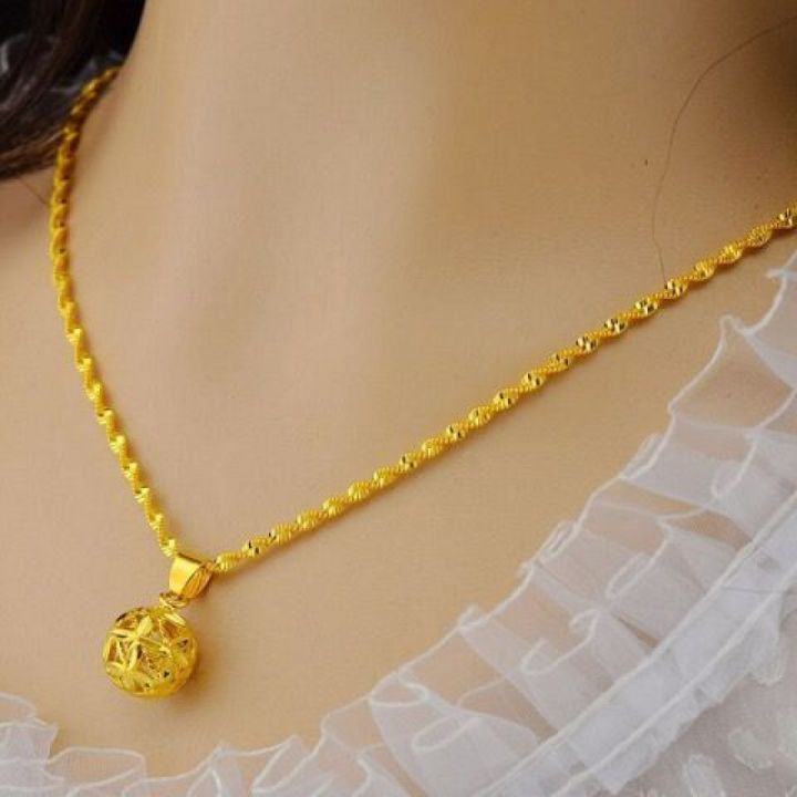 สร้อยทองแท้ฮ่องกงสำหรับผู้หญิง9999สร้อยคอสีทองจี้จริงแฟชั่นโจ๊กเกอร์ภรรยาของขวัญสำหรับแฟนสาว