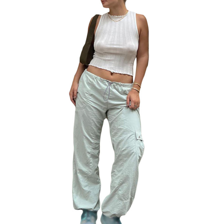 soul-dance-กางเกงคาร์โก้เอวสายกระเป๋าสีพื้นผู้หญิง-กางเกงคาร์โก้เอวกางเกงกโป่งพองกระเป๋าหลายกระเป๋ากางเกงจ็อกกิ้ง