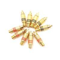 HVJ-10pcs/lot Gold Red Black Metal Spring Rca Connector Male Jack Plug Av Plugs For Pc Audio Vedio Welding Diy Parts