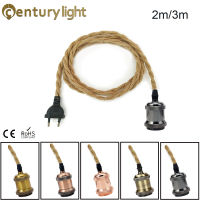 EU Plug Twisted Rope Power Cord E26 E27 Edison bulb Socket 2 Meters 3 Meters Hanging Light For R Pendant Light