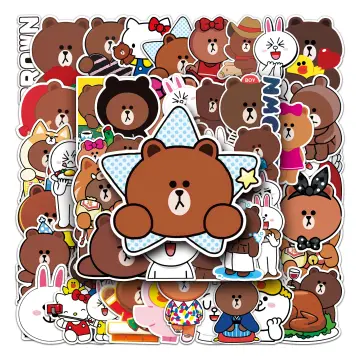 line sticker brown bear