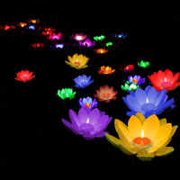 Multicolor lotus lamp pray Wishing floating water lanterns with candle for birthday wedding party decoration