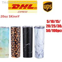 ❂ rfefefewfeerew Dhl 10/25/50 pces 20oz de mármore aço inoxidável tumbler magro com tampa e palha parede dupla vácuo isolado em linha reta