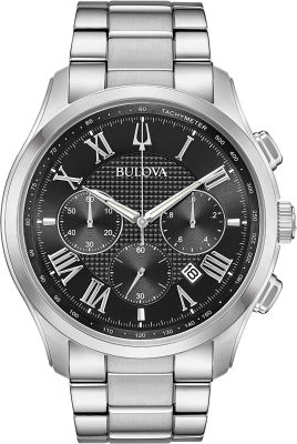 Bulova Mens Watch Black/ Silver Tone