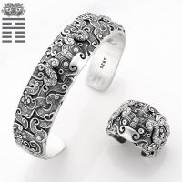 ✙  Domineering real talent cattle bracelet man dragon restoring ancient ways sycee bracelets fortune to ward off bad luck ring