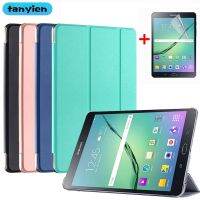 【รักอิเล็กตรอนช็อป】 Casing Tablet สำหรับ Samsung Galaxy Tab S2 8.0 SM-T715 SM-T710 T710สามตอนแม่เหล็กกระจกเทมเปอร์เคสแบบพับปิดได้