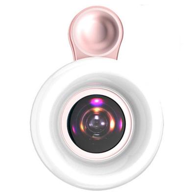 Macro Lens for Mobile 15X Fill Ring Light Selfie Live Lamp Camera Lens with LED Universal Flash Smartphone Portable Light Clip