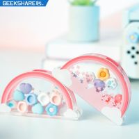 [Enjoy the small store] GeekShare Nintendo Switch Thumbstick Caps กล่องเก็บของ Kawaii Rainbow Magnetic Acrylic Box สำหรับ Thumb Grip Caps NS อุปกรณ์เสริม