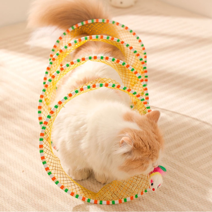 BHQ PET อุโมงค์แมว ประเภท S ของเล่นแมว พับเก็บได้ง่ายไม่เปลืองเนื้อที่ มีระฆังขนาดเล็ก