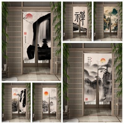 Fashion 2023 Chinese traditional ink painting facade curtain wall hanging half a Japanese style curtain wall