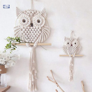 PDD Handmade Macrame Woven Owl Decor Bohemian Style Wall Decor for Bedroom