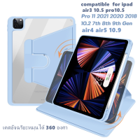 เคสไอเเพด compatible for  gen7/gen8/gen9 10.2 Air4/Air5 10.9 Pro 11 2018/2020/2021 Air3/Pro10.5 gen10 360°หมุนตั้ง/นอนได้ เคสหนังอะคริลิคใส พร้อมถาดใส่ปากกา